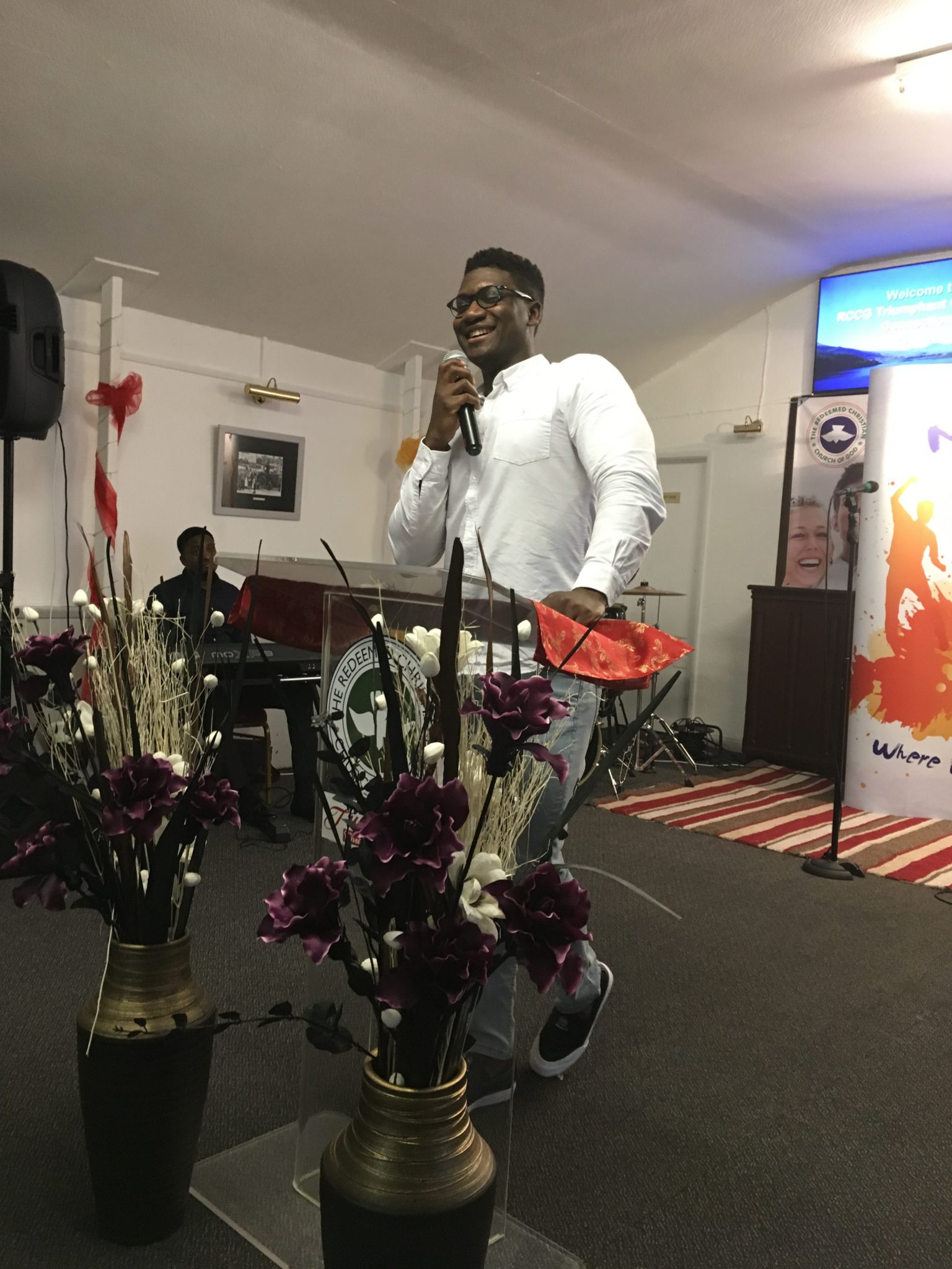 A speaker sharing a message at church